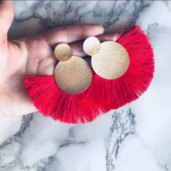 Jewelry - Red Tassel Earrings
